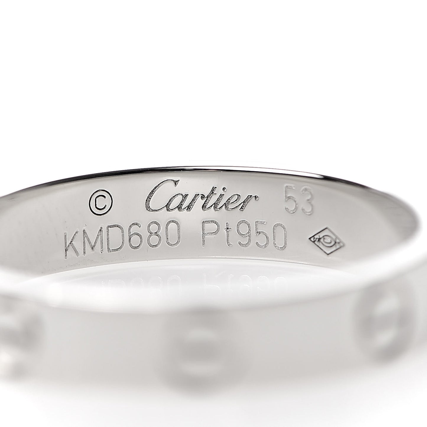 Platinum 3.5mm LOVE Wedding Band Ring 53 6.25