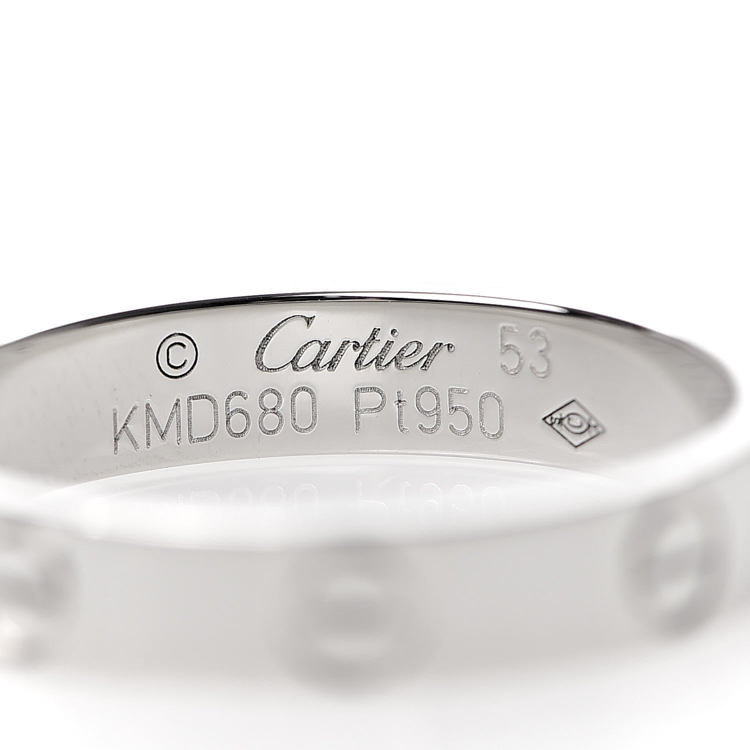 Cartier Platinum 3.5mm LOVE Wedding Band Ring 53 6.25 4 of 5