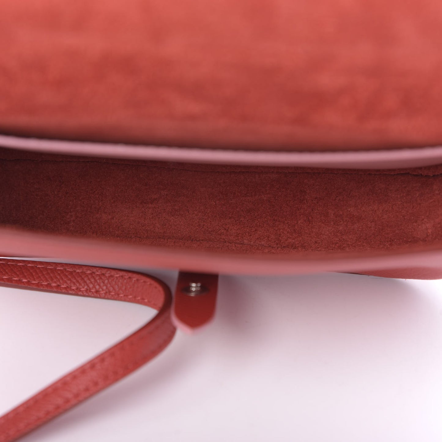 Grained Shiny Calfskin Strap Clutch Scarlet