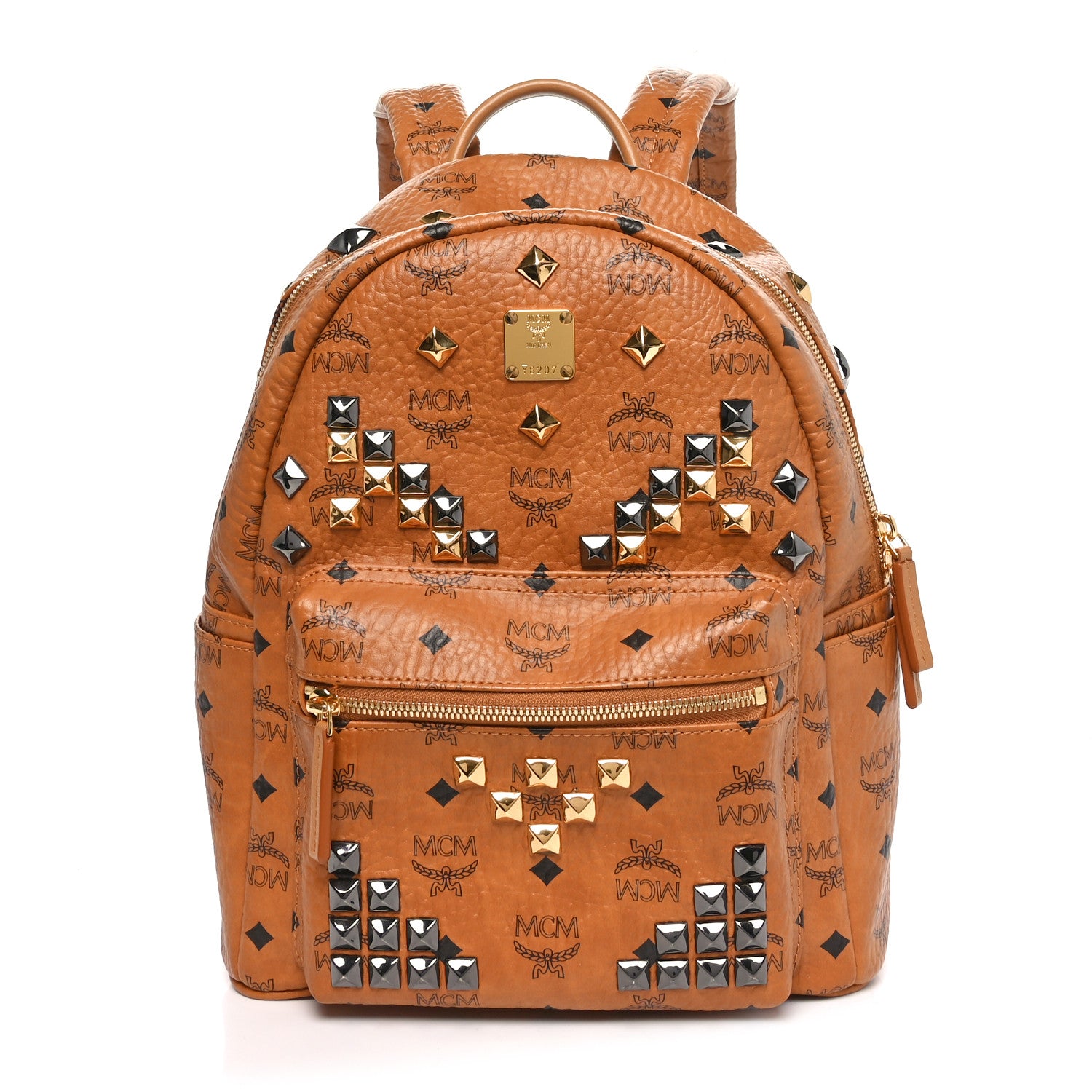 MCM Visetos Studded Small Stark M Backpack Cognac 1 of 10
