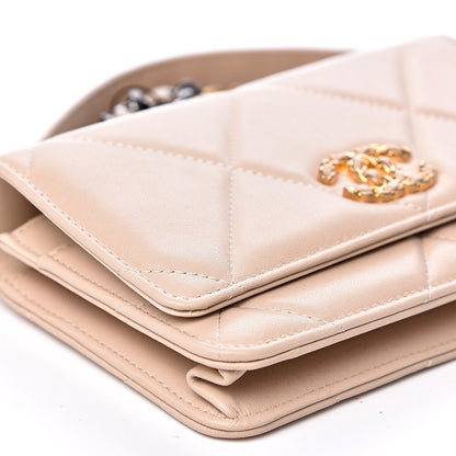 Chanel Lambskin Quilted 19 Wallet On Chain WOC Light Beige 8 of 10