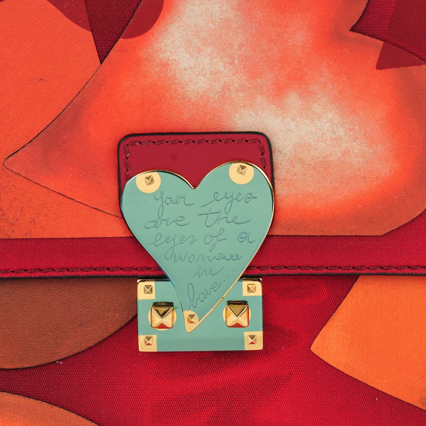 Canvas L'Amour Rockstud Shoulder Bag Scarlet