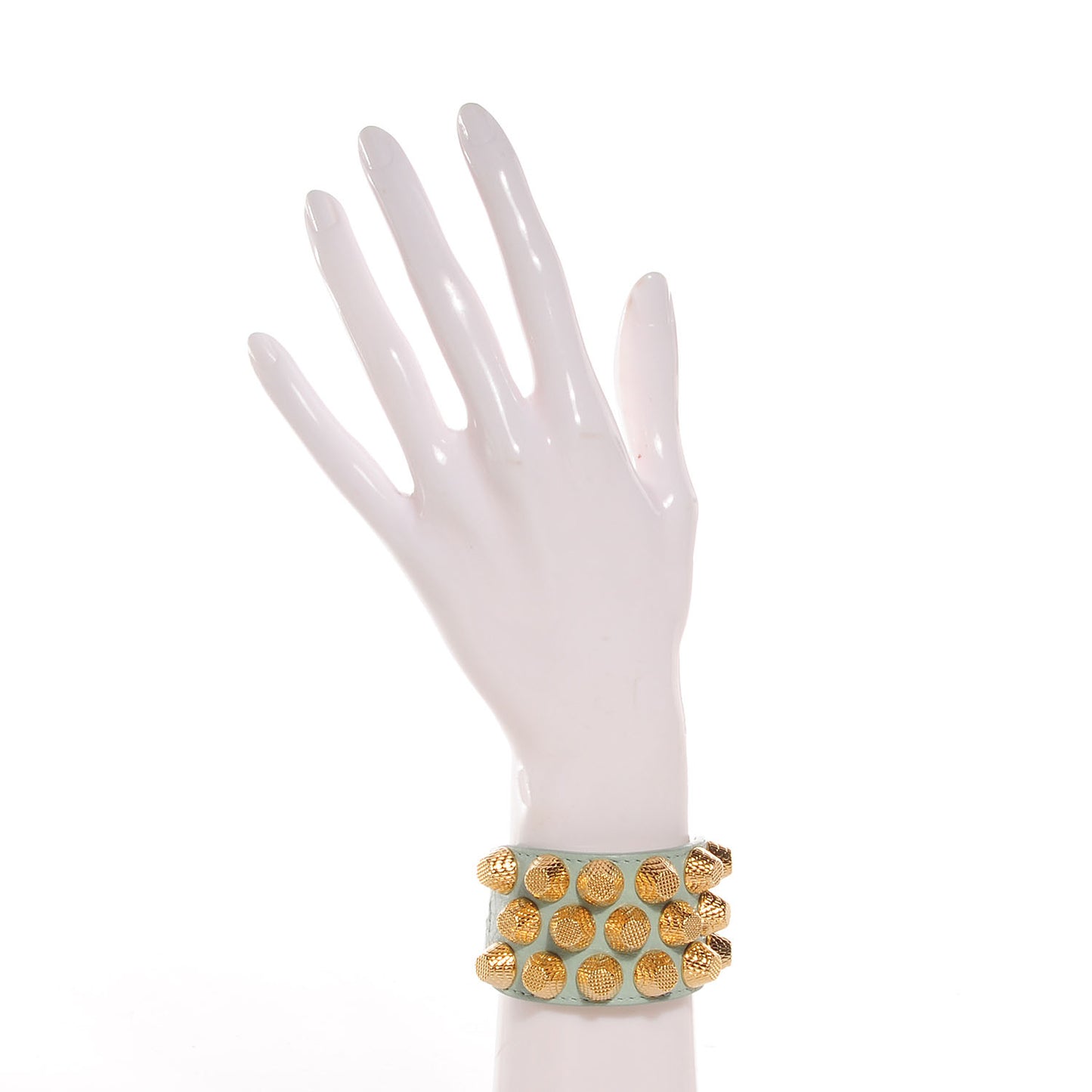Agneau Arena Three Row Giant Gold Bracelet Vert Jade