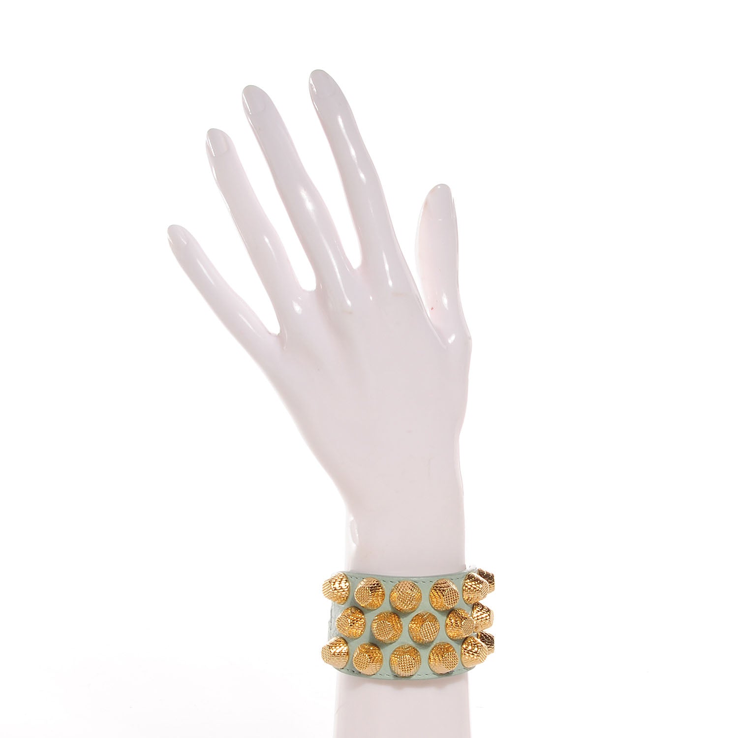 Balenciaga Agneau Arena Three Row Giant Gold Bracelet Vert Jade 2 of 6
