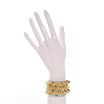 Balenciaga Agneau Arena Three Row Giant Gold Bracelet Vert Jade 2 of 6