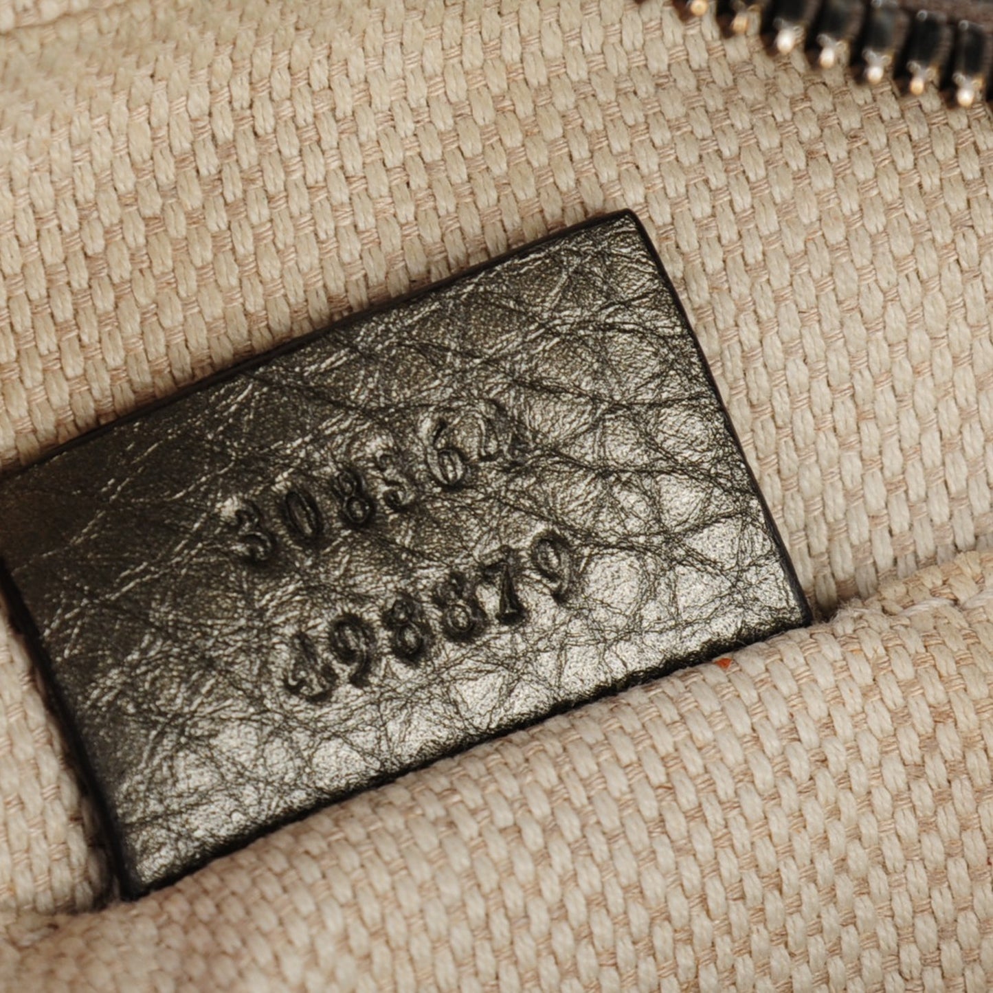 Metallic Pebbled Calfskin Small Soho Disco Bag Sasso