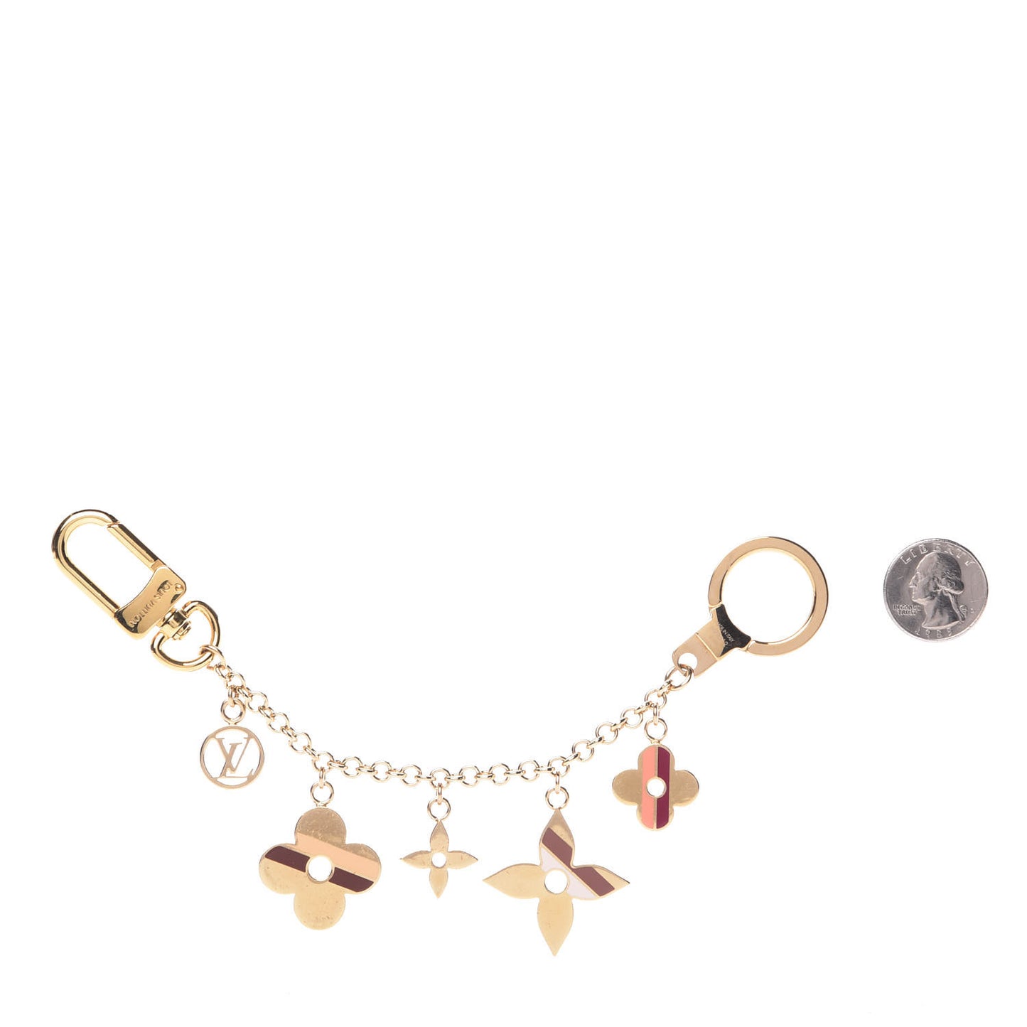 Stripes Flowers Bag Charm Key Holder