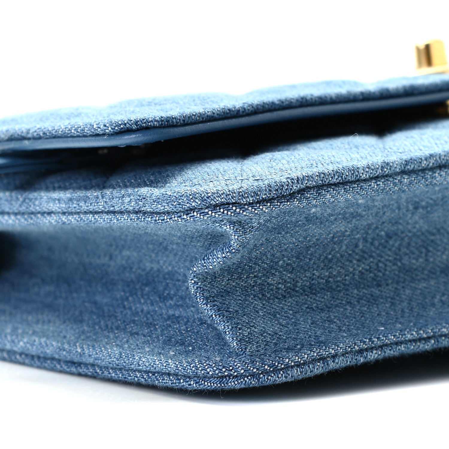 Chanel Denim Quilted CC Pearl Crush Wallet On Chain WOC Blue 6 of 13