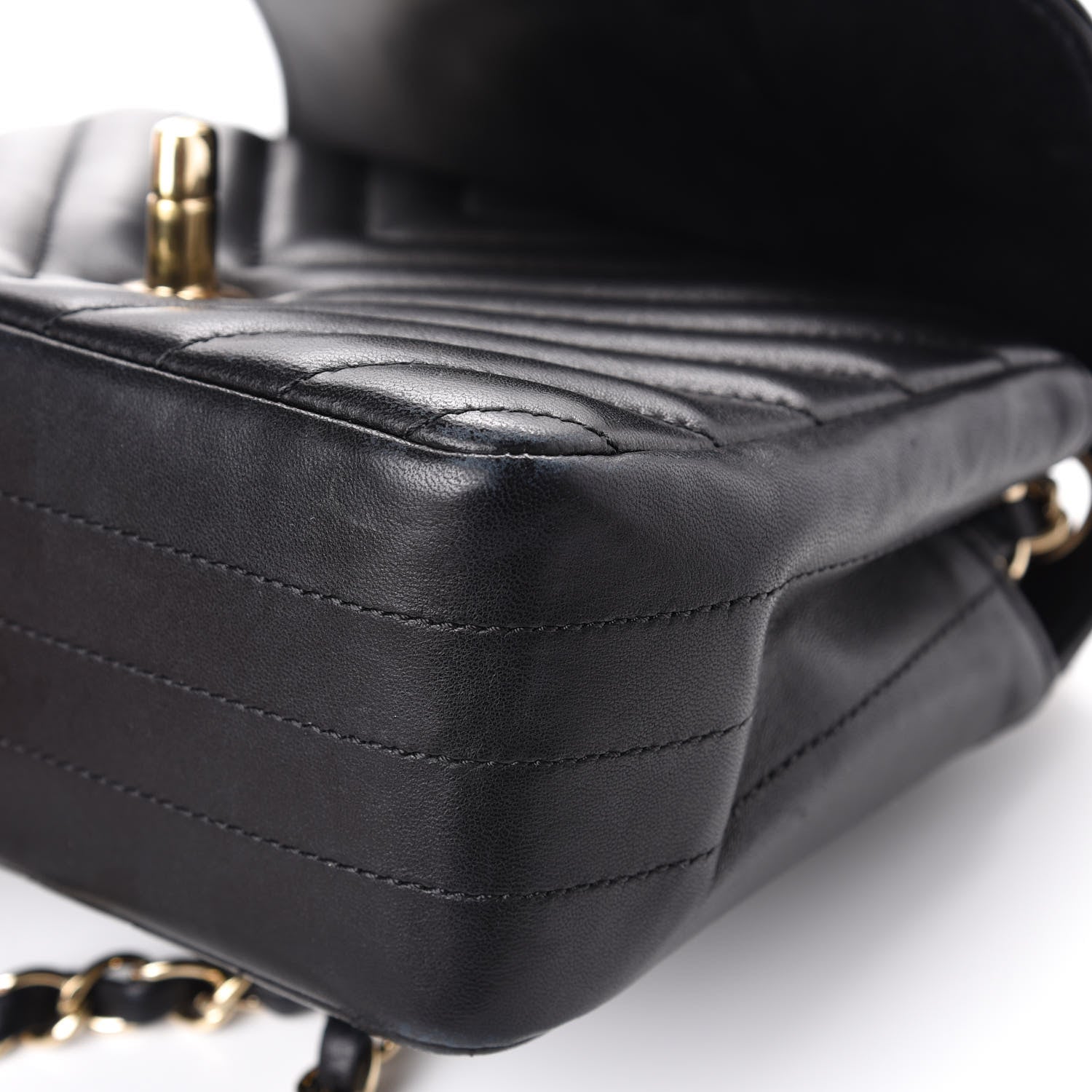 Chanel Lambskin Chevron Quilted Mini Square Flap Black 15 of 15