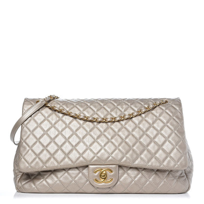 Chanel Metallic Calfskin Quilted XXL Travel Flap Bag Gold 1 of 8