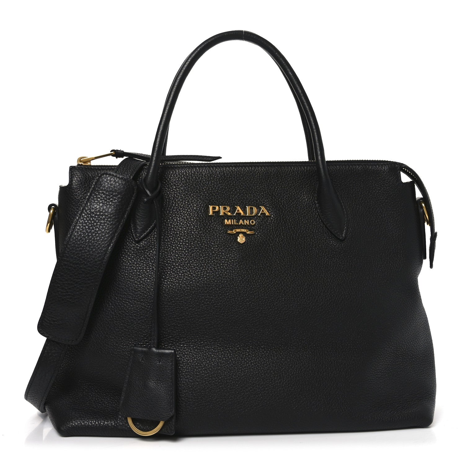 Prada Vitello Daino Tote Black 1 of 9