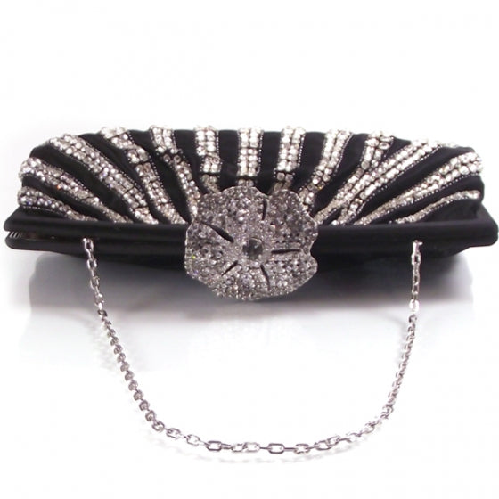 Valentino Garavani Satin Jeweled Crystal Flower Clutch 5 of 7