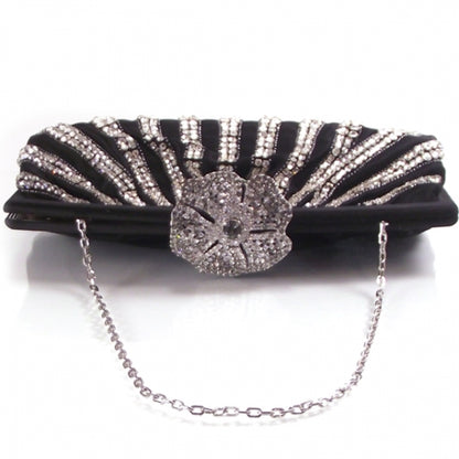 Valentino Garavani Satin Jeweled Crystal Flower Clutch 5 of 7