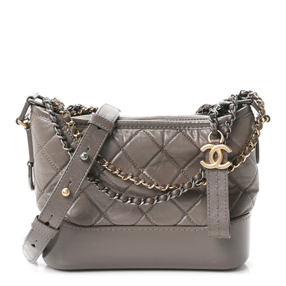 Chanel Aged Calfskin Quilted Small Gabrielle Hobo Grey 1 of 9