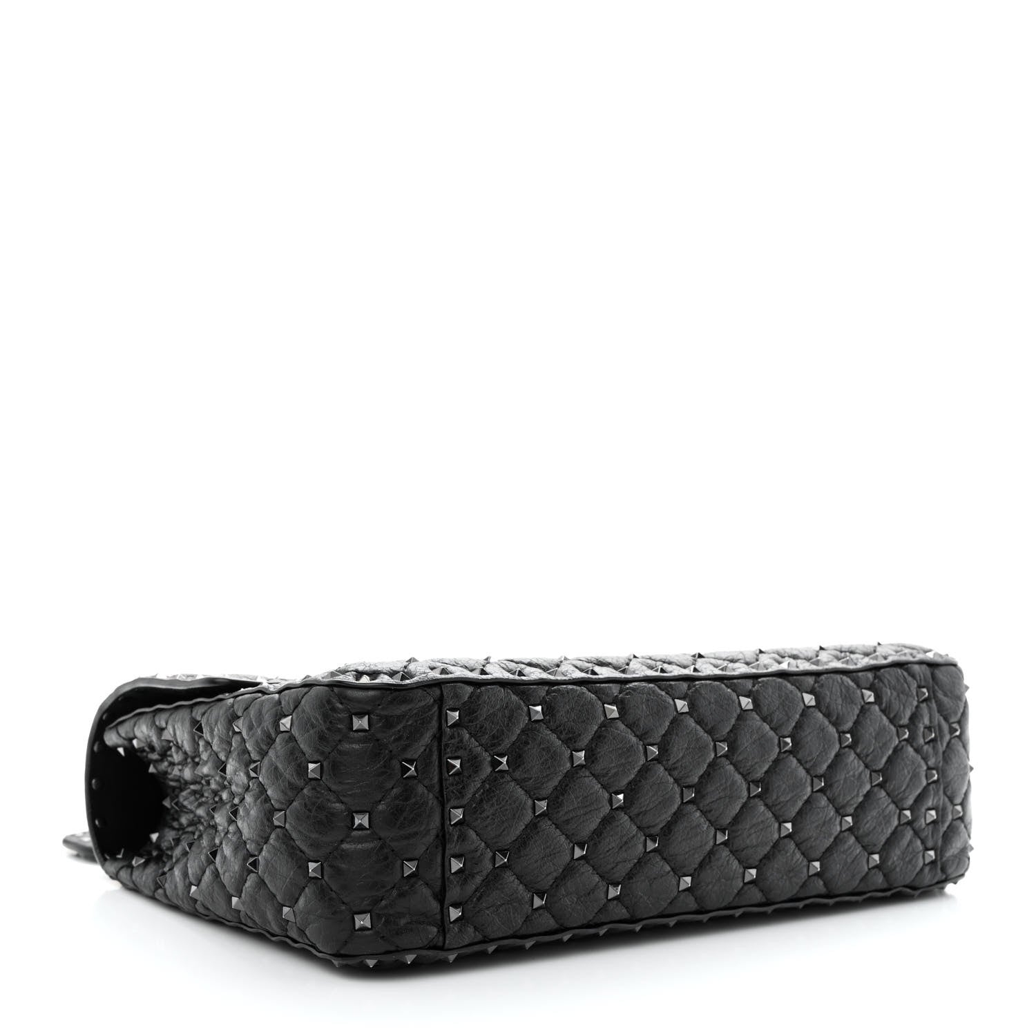 Valentino Garavani Craquele Nappa Large Rockstud Spike Shoulder Bag Black 5 of 13