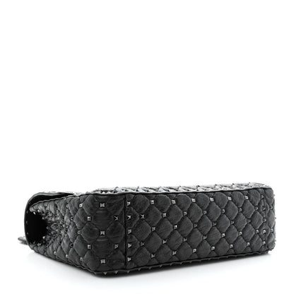 Valentino Garavani Craquele Nappa Large Rockstud Spike Shoulder Bag Black 5 of 13
