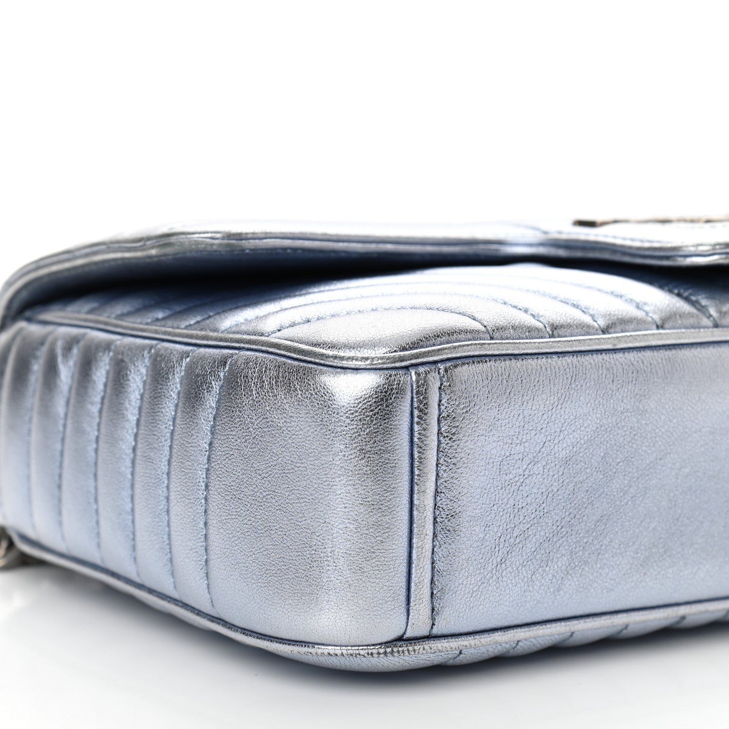 Prada Nappa Impunture Diagramme Medium Chain Flap Shoulder Bag Silver 8 of 10