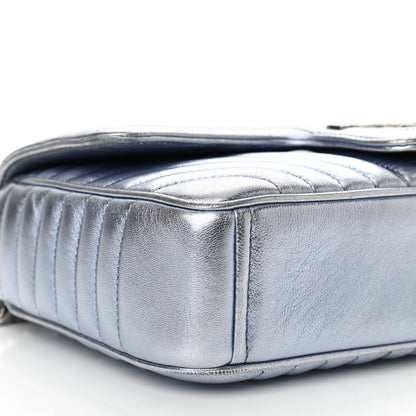 Prada Nappa Impunture Diagramme Medium Chain Flap Shoulder Bag Silver 8 of 10