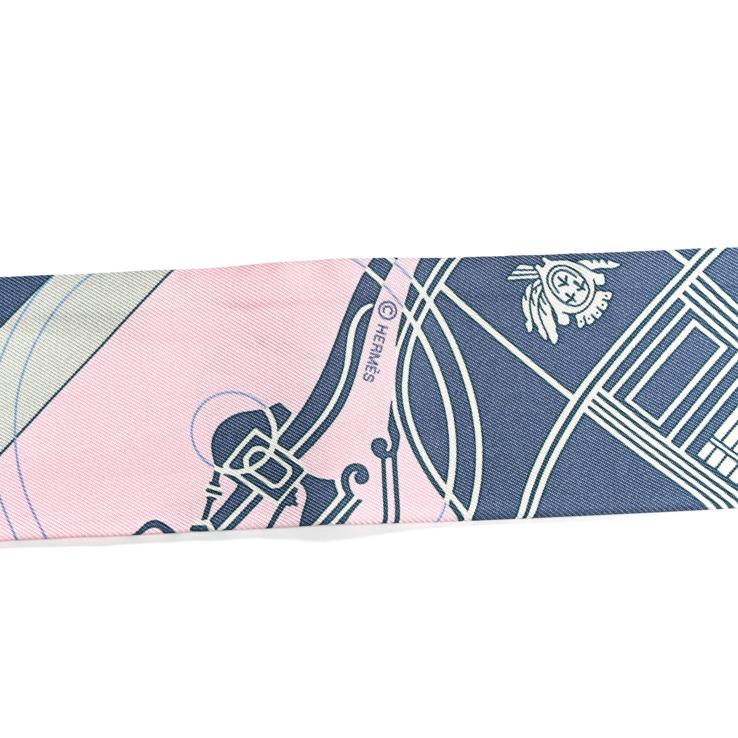 Hermes Silk Ex-Libris Twilly Rose Pale Vert Ocre 4 of 6