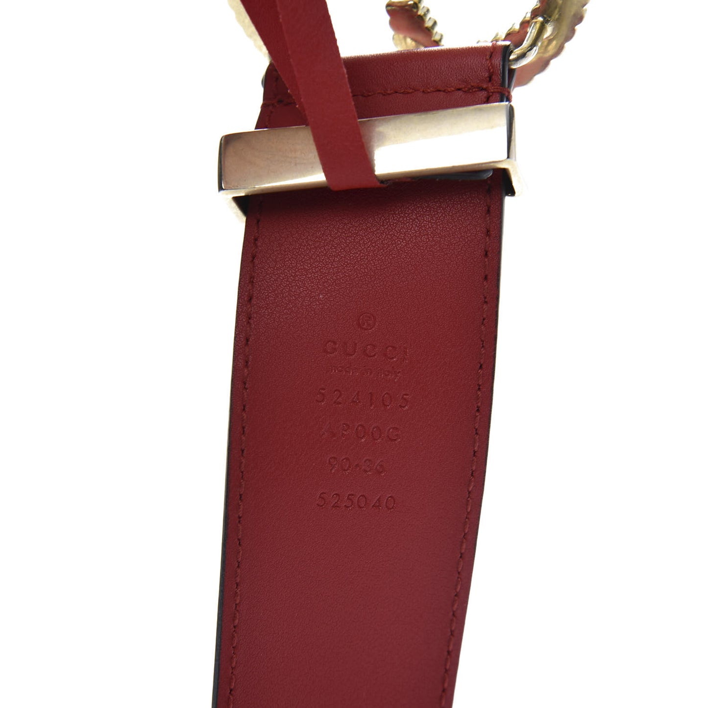 Moon Calfskin Torchon Double G 40mm Belt 90 36 Hibiscus Red