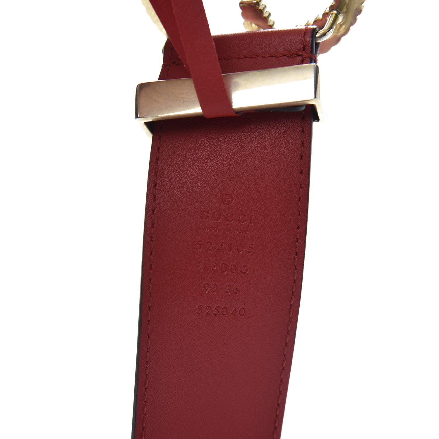 Gucci Moon Calfskin Torchon Double G 40mm Belt 90 36 Hibiscus Red 6 of 6