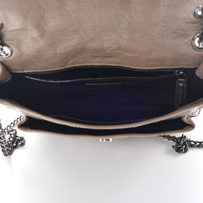 Saint Laurent Crinkled Calfskin Matelasse Monogram Medium Niki Chain Satchel Light Taupe 5 of 10