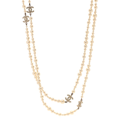 Chanel Pearl Multistrand CC Long Necklace Pearly White 1 of 6