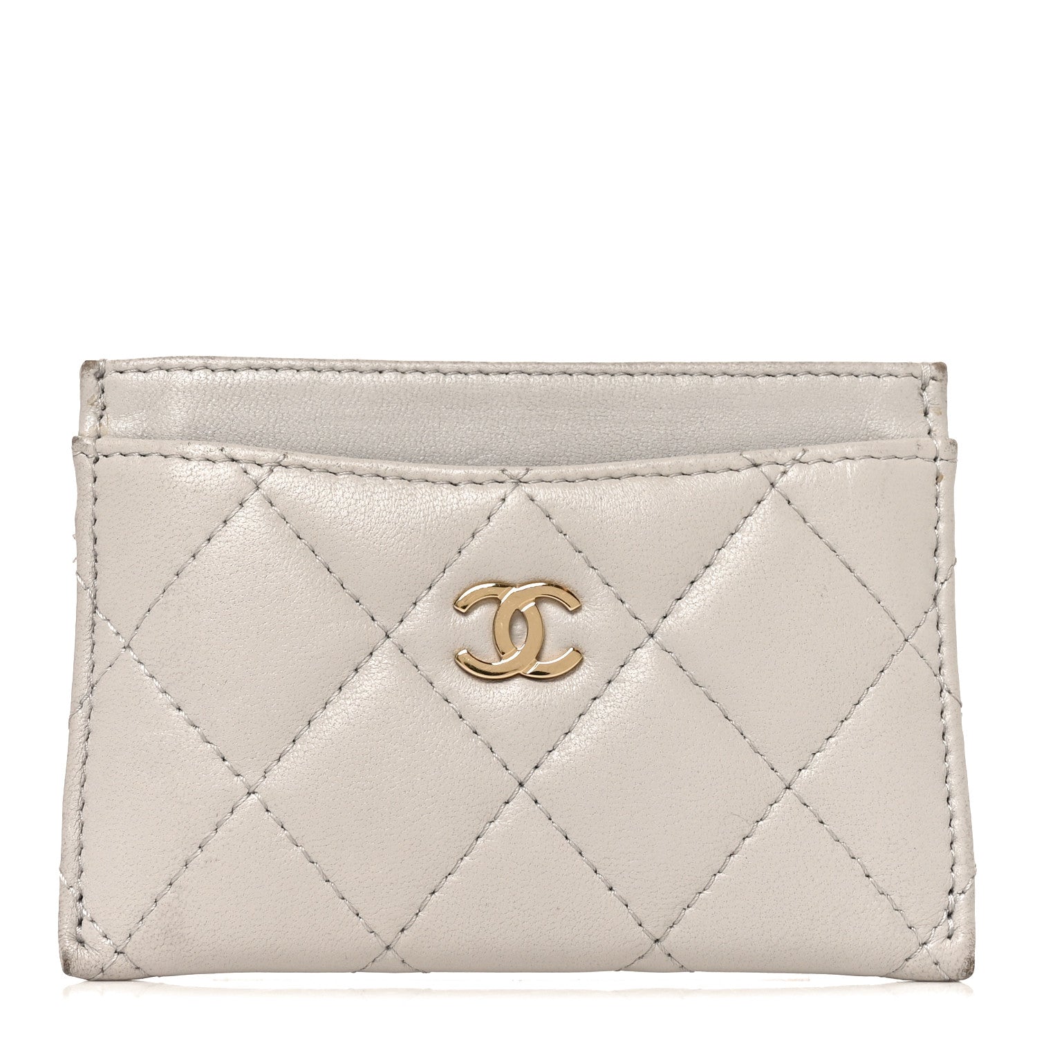 Chanel Lambskin Quilted Card Holder Grey 1 of 10