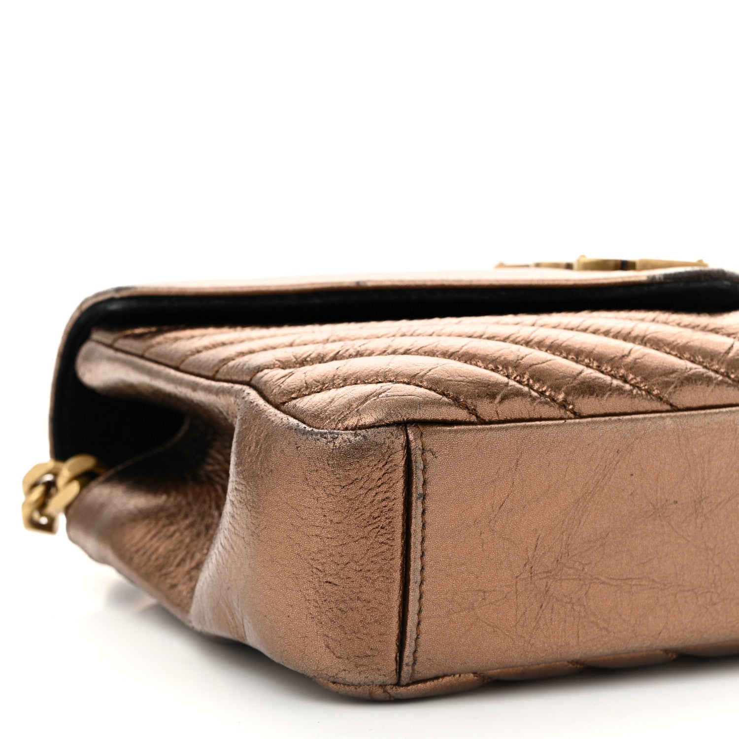 Saint Laurent Metallic Calfskin Matelasse Chevron Monogram Medium College Bag Bronze 9 of 14
