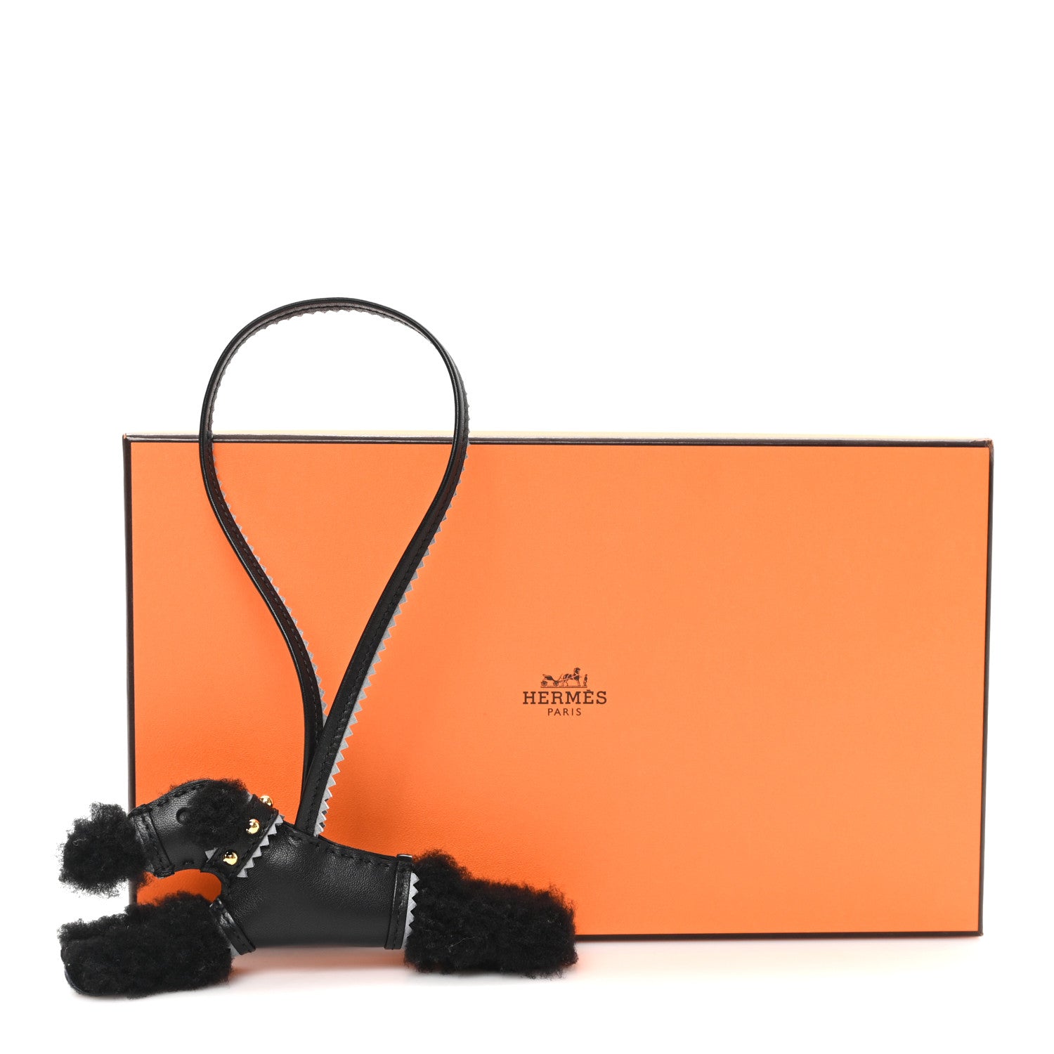 Hermes Milo Lambskin Epsom Shearling Budy Apic Charm Black Gris Pantin 4 of 4