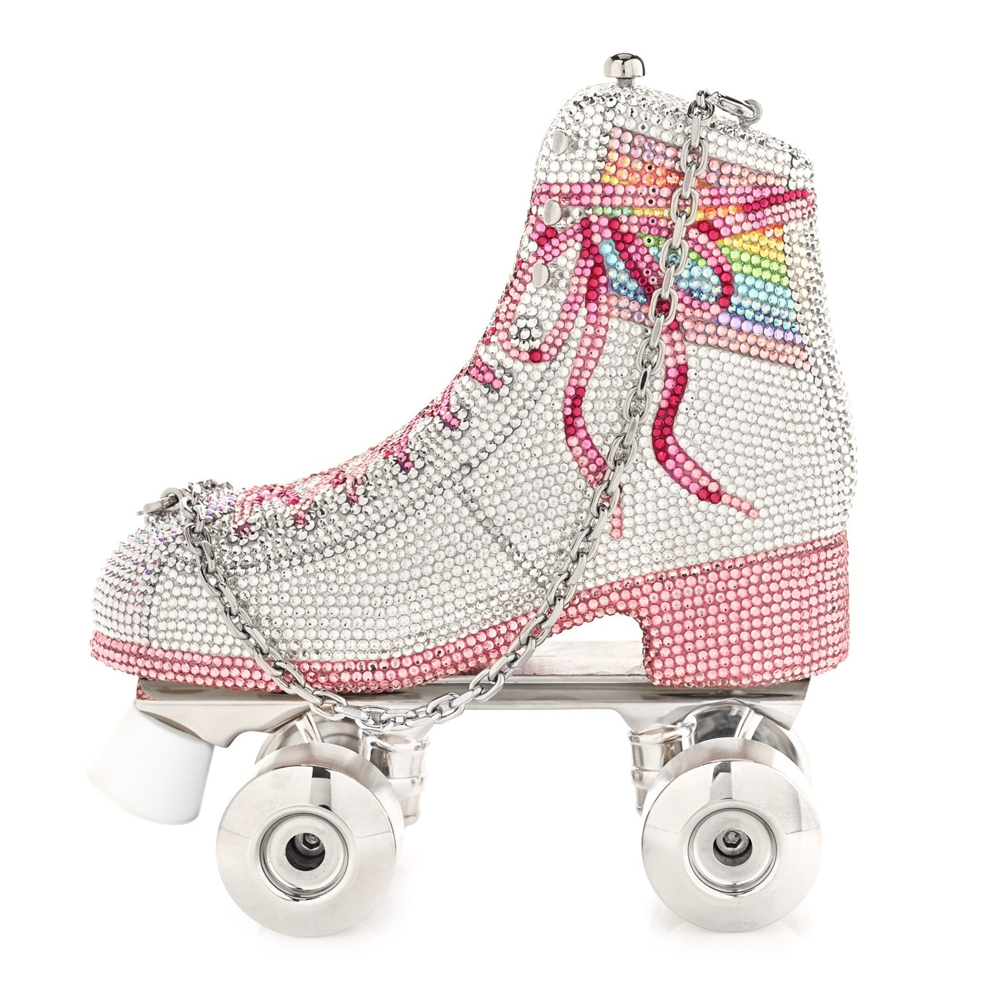 Swarovski Crystal Let's Roll Rollerskate Minaudiere Clutch Silver Multicolor