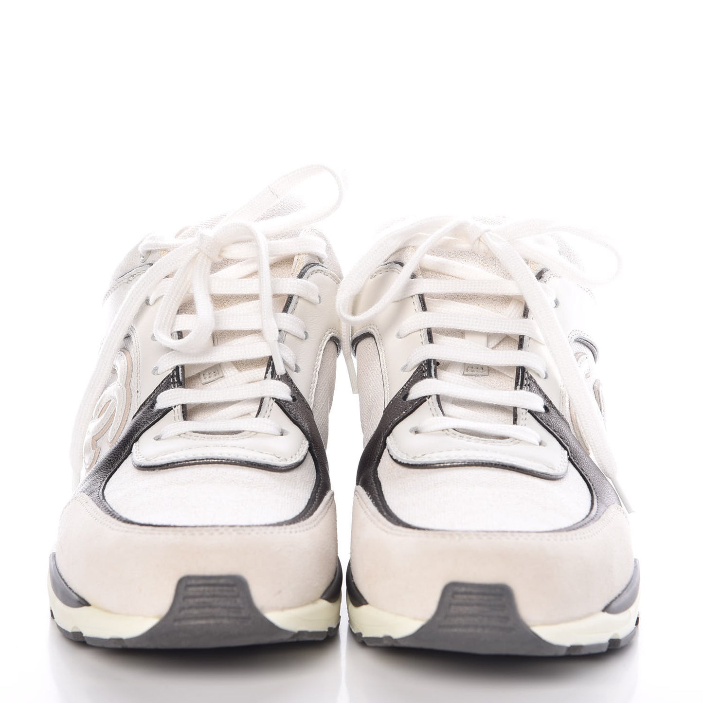 Suede Calfskin CC Sneakers 37 White Grey