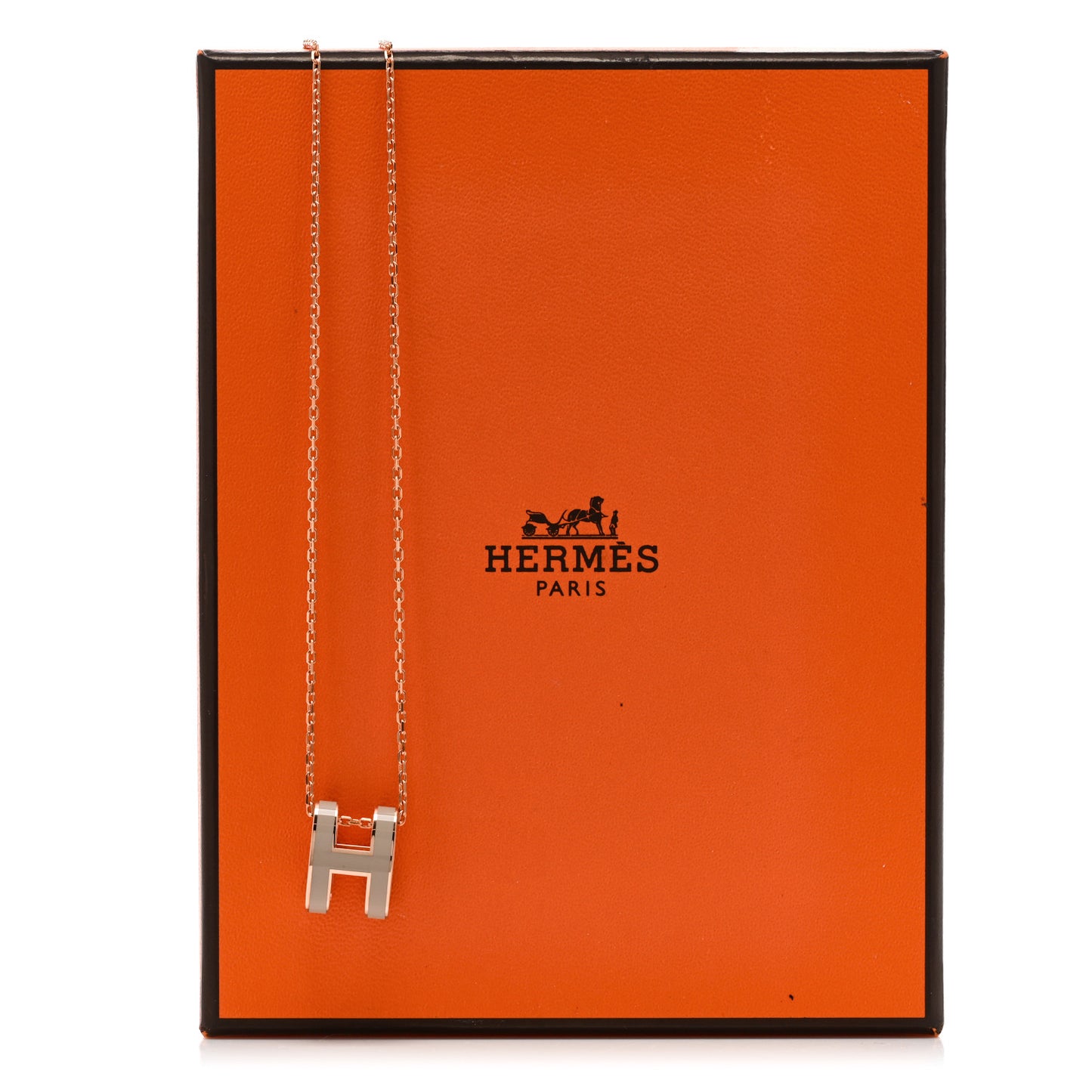 Lacquered Rose Gold Pop H Pendant Necklace Marron Glace