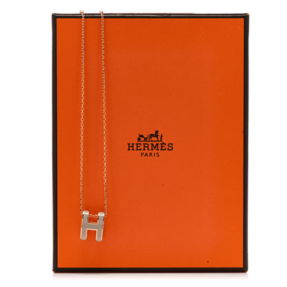 Hermes Lacquered Rose Gold Pop H Pendant Necklace Marron Glace 7 of 7