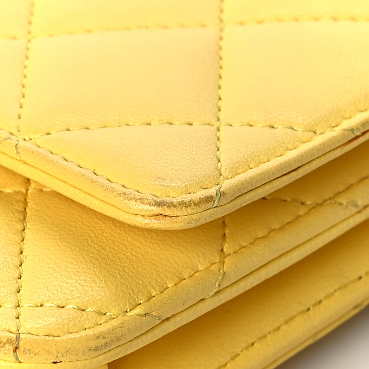 Chanel Lambskin Quilted Wallet on Chain WOC Yellow 13 of 19