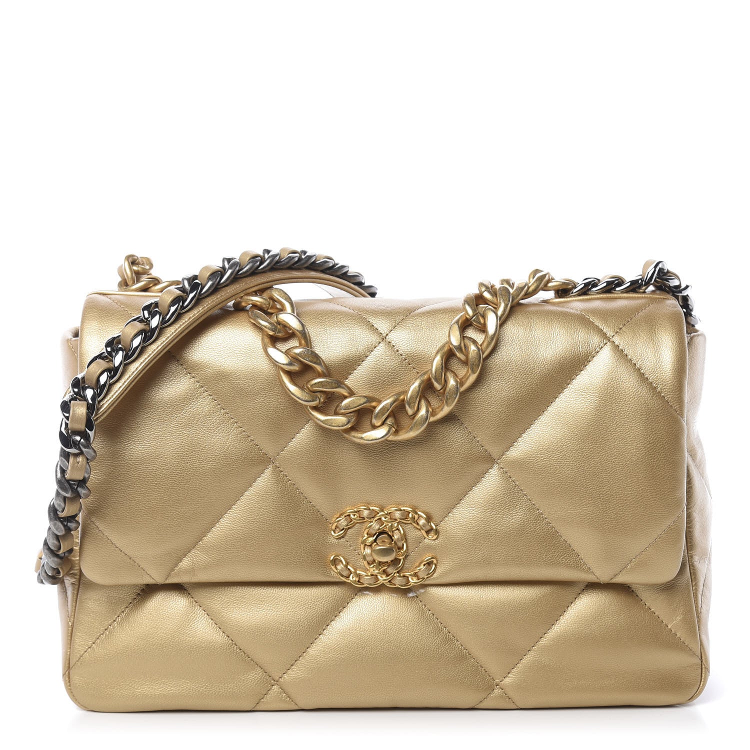 Chanel Metallic Goatskin Quilted Large 19 Flap Gold 1 of 11