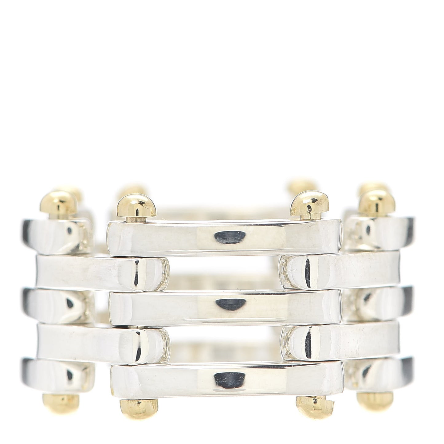 Sterling Silver 18K Yellow Gold Gatelink Ring 52 6