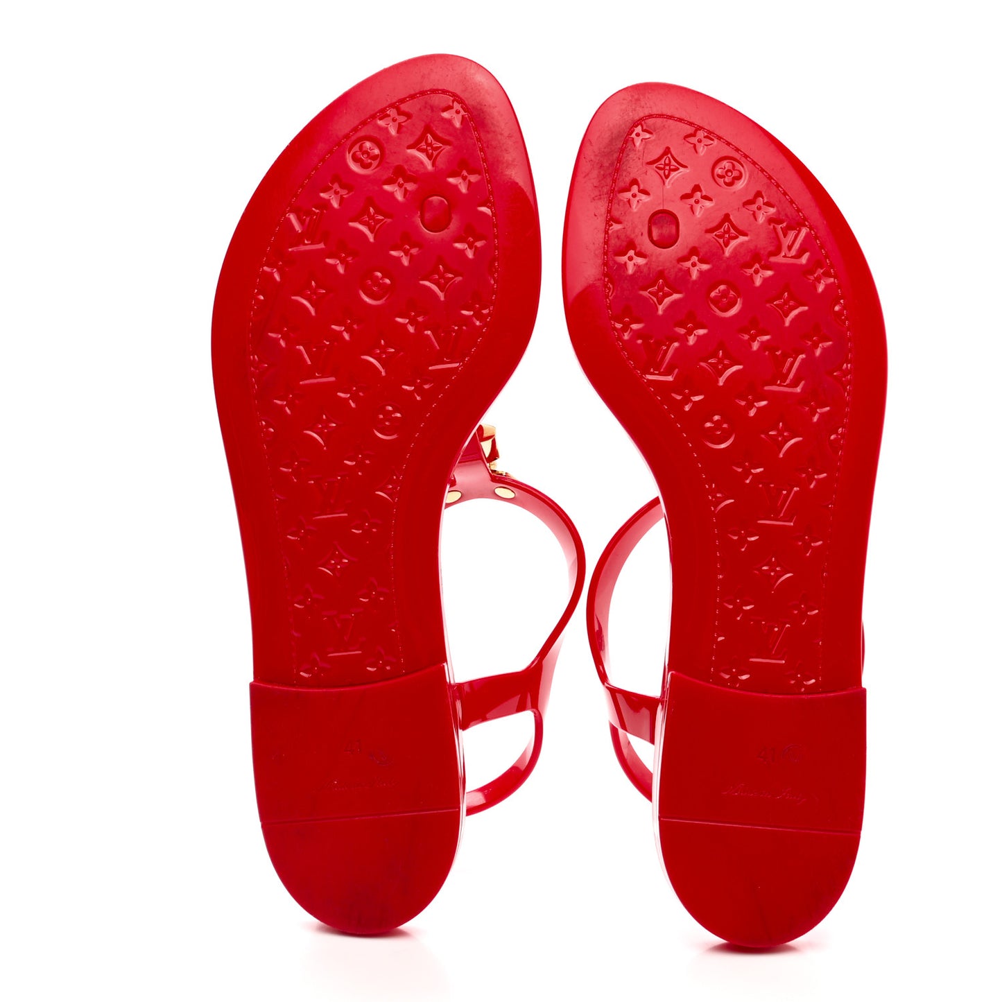 Rubber Bikini Thong Flat Sandals 41 Red