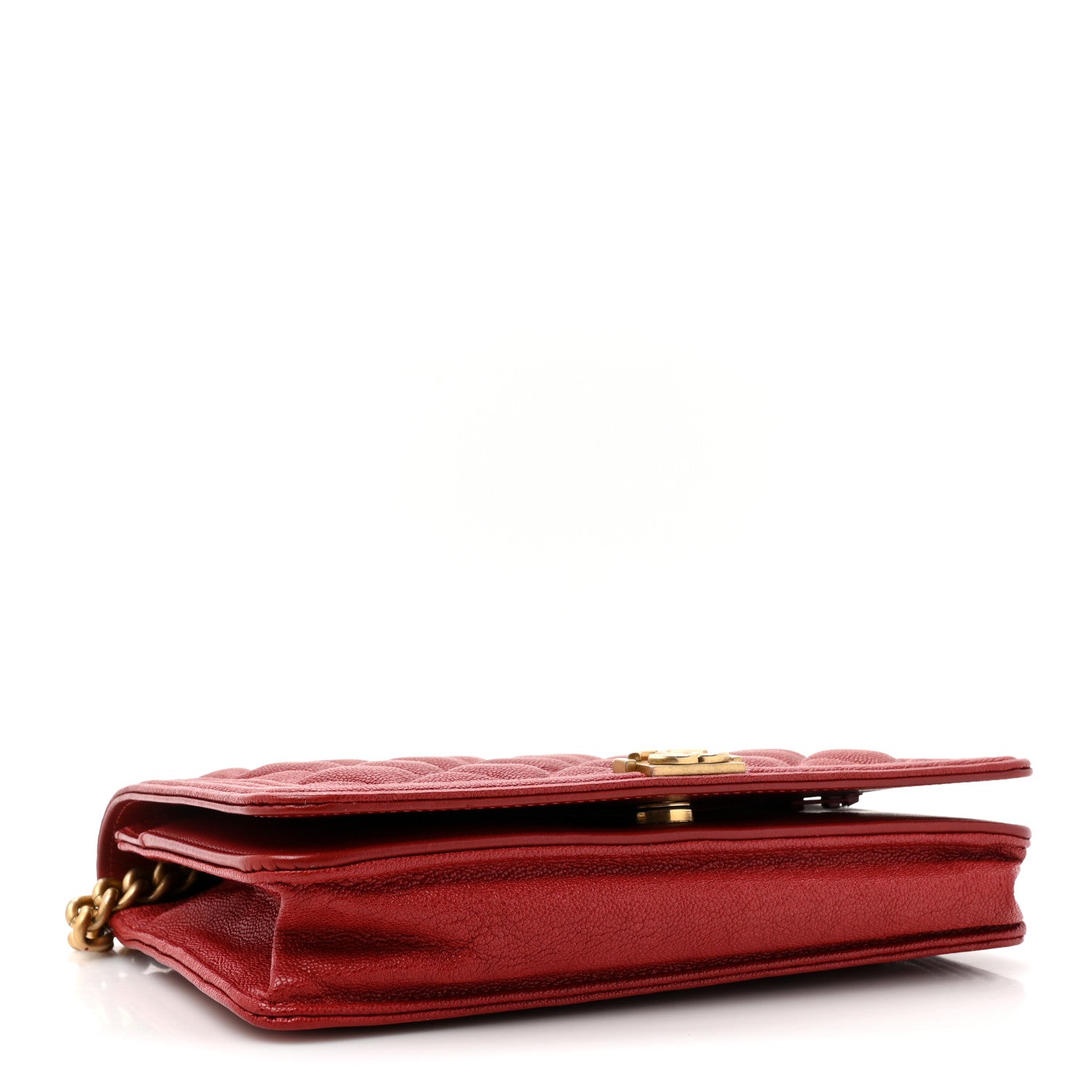 Chanel Caviar Quilted Boy Wallet On Chain WOC Red 4 of 13
