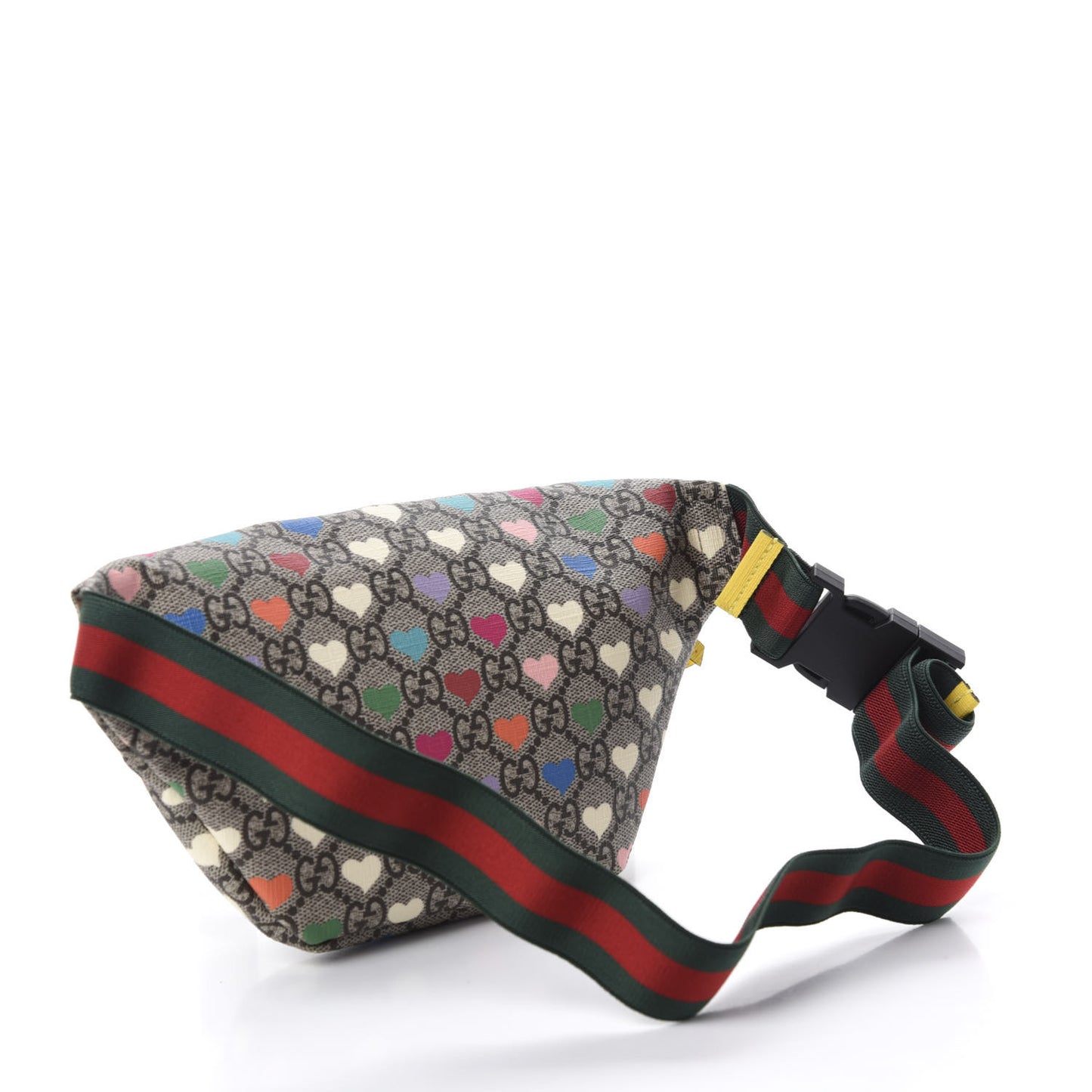 Soft GG Supreme Monogram Hearts Web Childrens Belt Bag Beige Ebony Multicolor Freesia