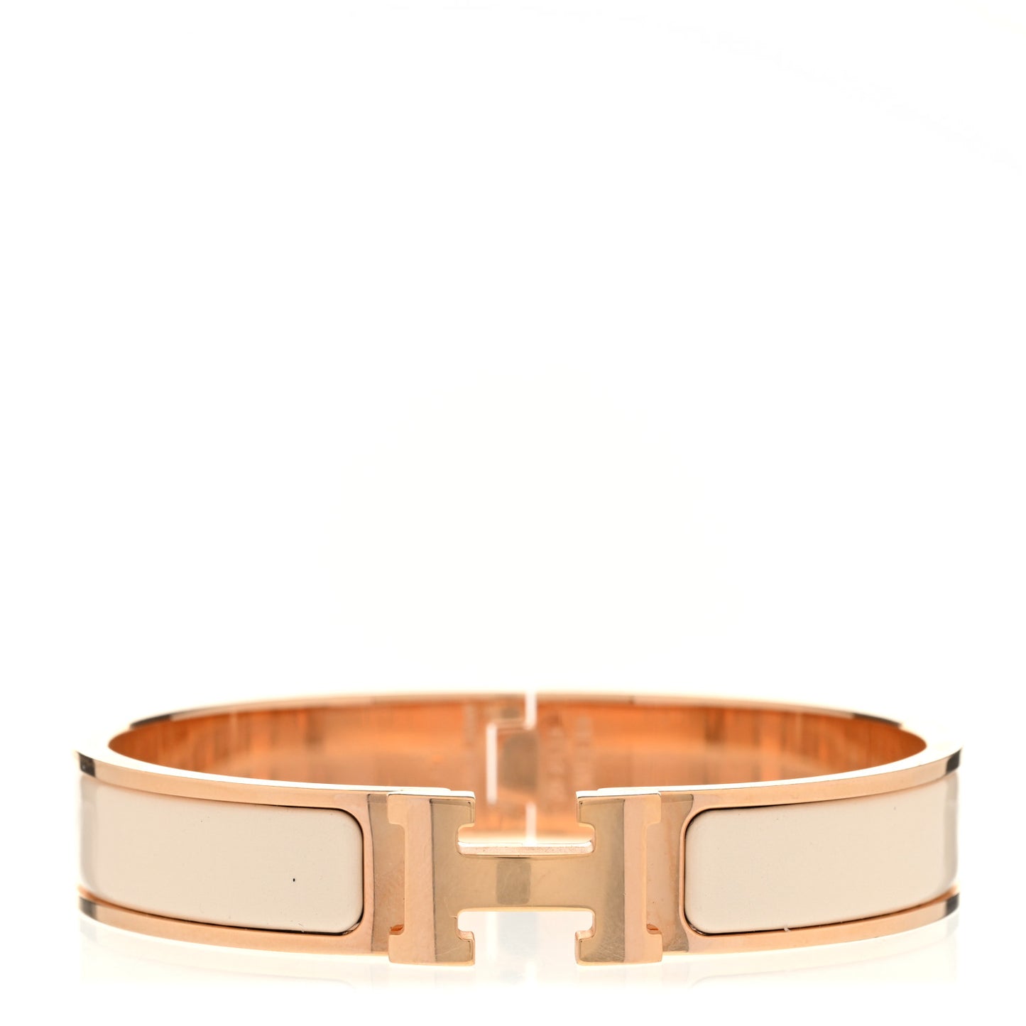 Enamel Narrow Clic Clac H Bracelet GM Creme