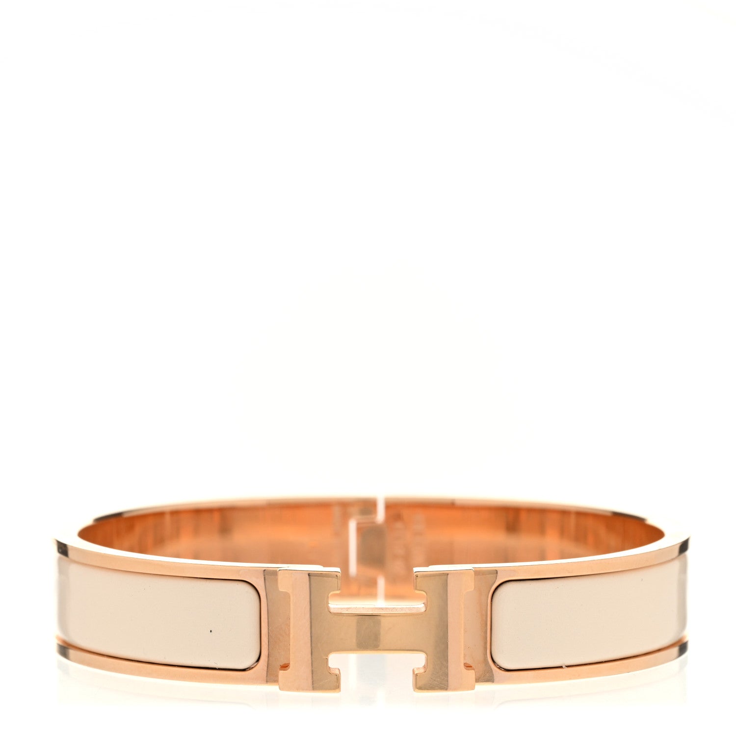 Hermes Enamel Narrow Clic Clac H Bracelet GM Creme 1 of 5