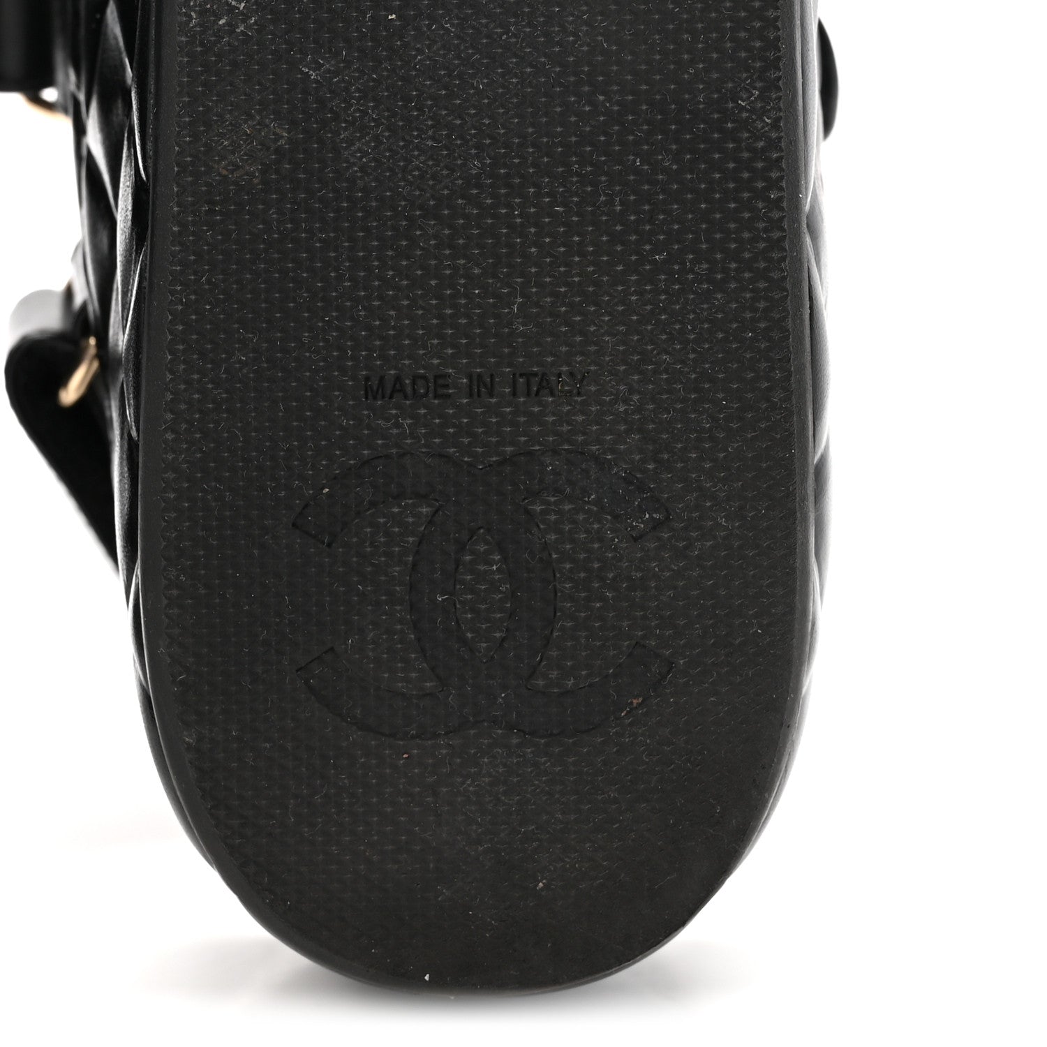 Chanel Shiny Calfskin Logo Platform Sandals 38 Black 7 of 10