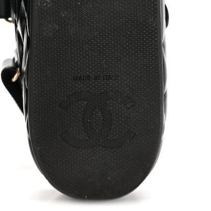 Chanel Shiny Calfskin Logo Platform Sandals 38 Black 7 of 10