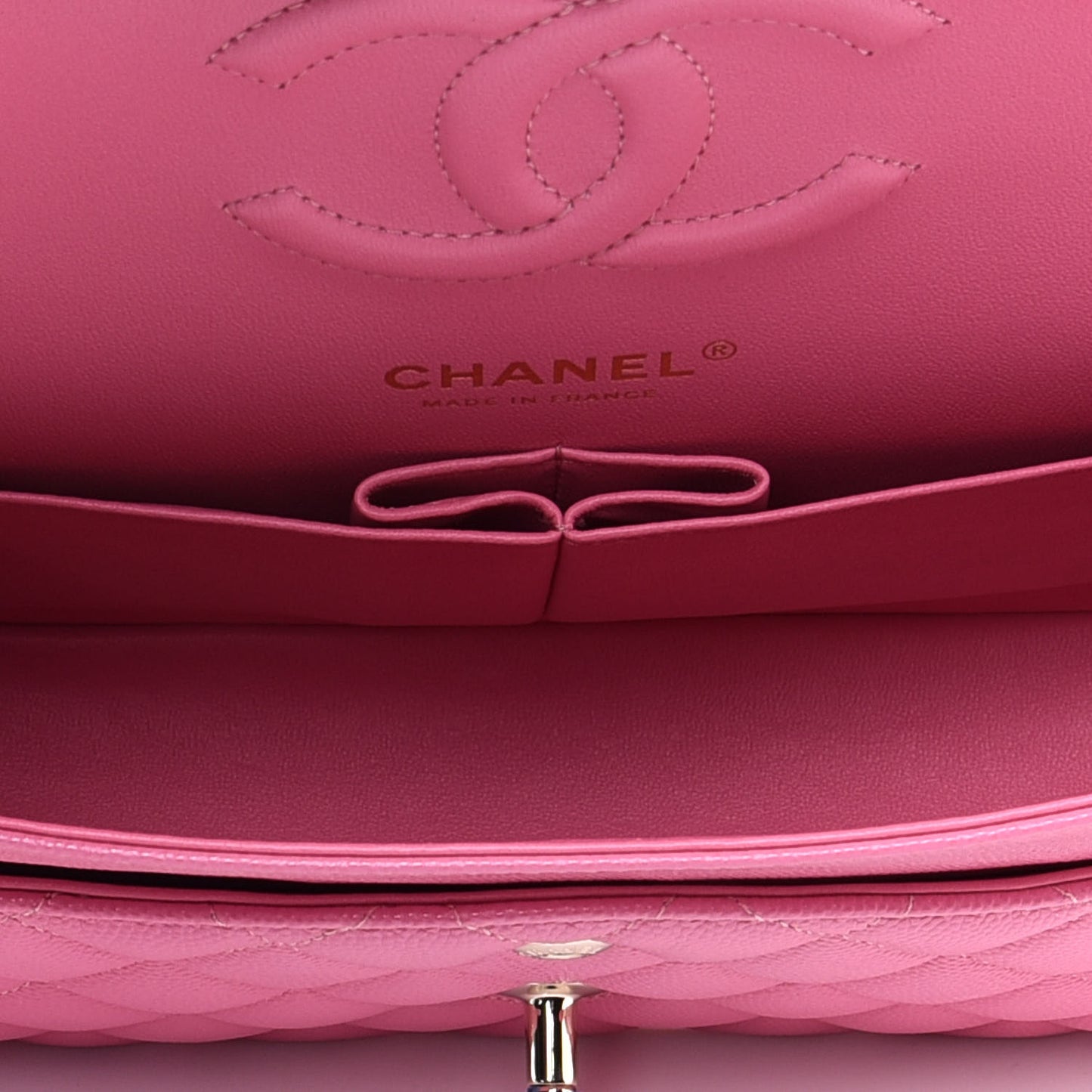 Caviar Quilted Medium Double Flap Pink