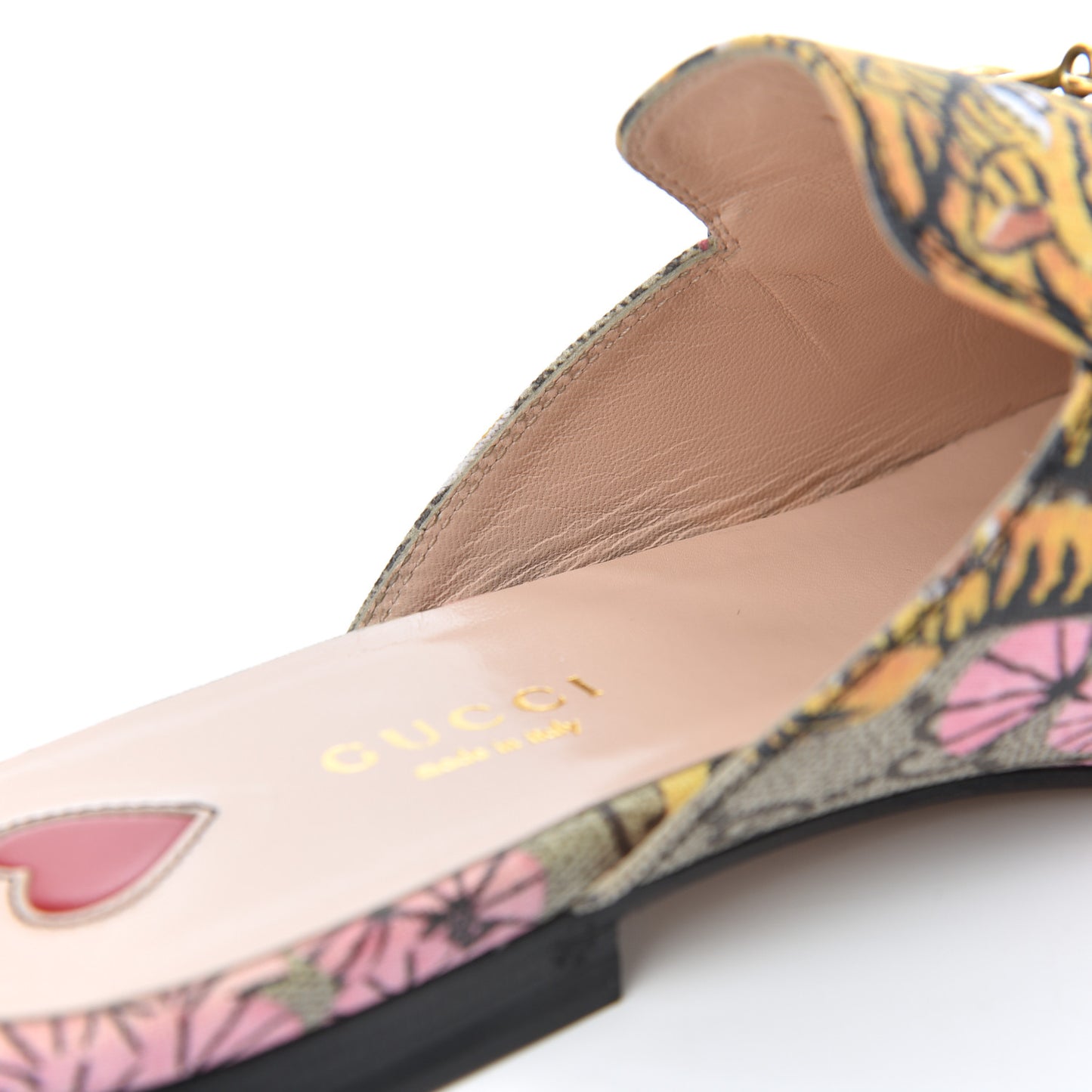 GG Supreme Monogram Bengal Womens Princetown Slippers 36.5 Beige Crop Pink