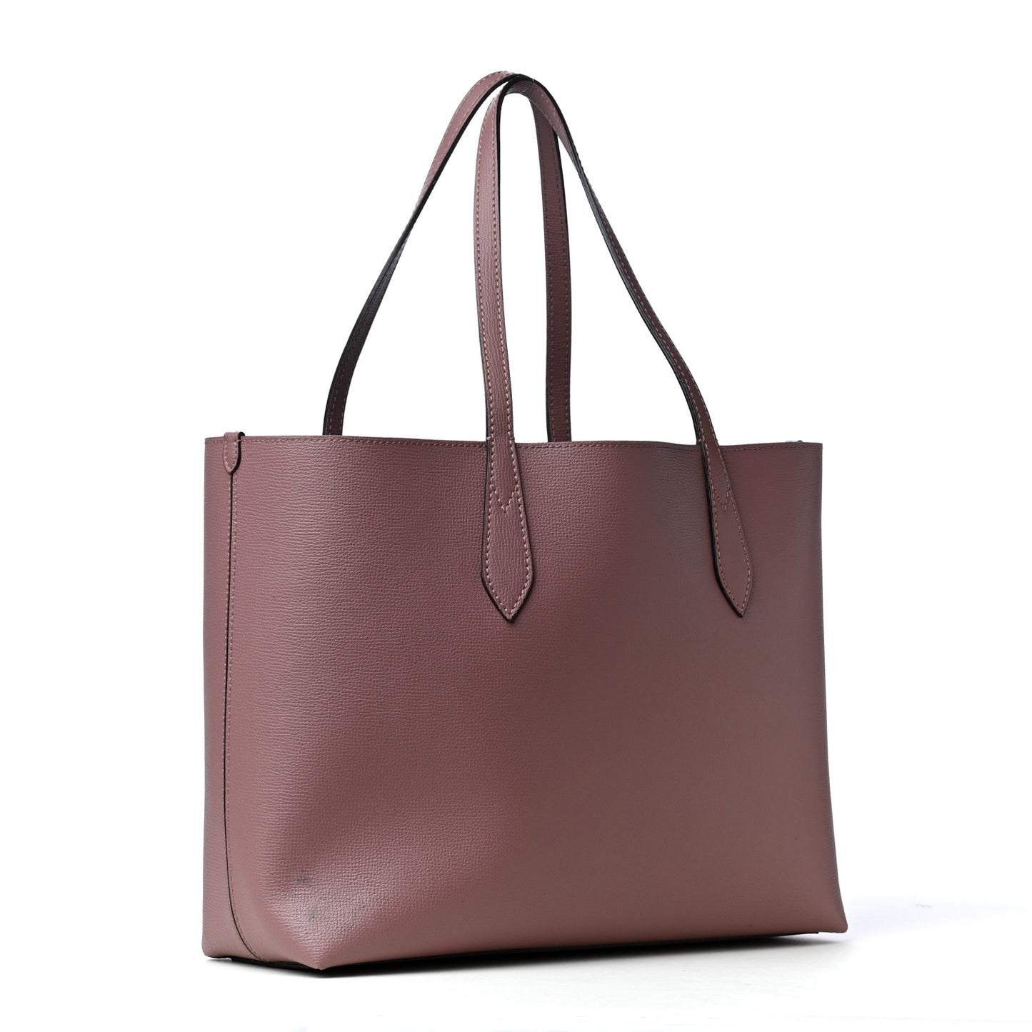 Grainy Calfskin Haymarket Check Medium Reversible Tote Light Elderberry