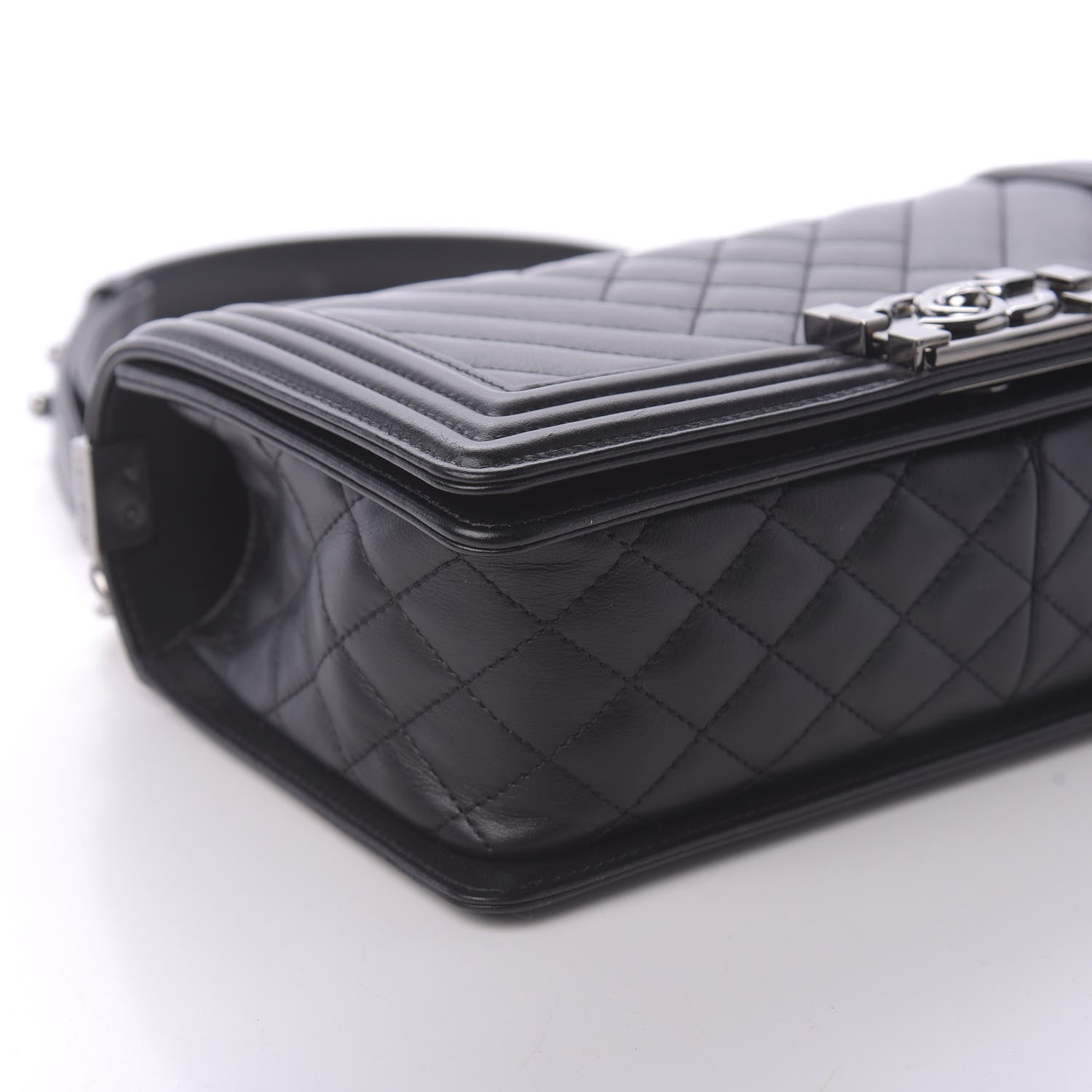 Chanel Calfskin Chevron Quilted Medium Boy Flap Black 6 of 10