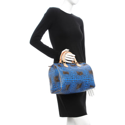 Louis Vuitton Monogram Kusama Town Speedy 30 Blue 2 of 7