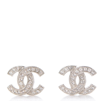 Chanel Crystal CC Earrings Silver 1 of 5